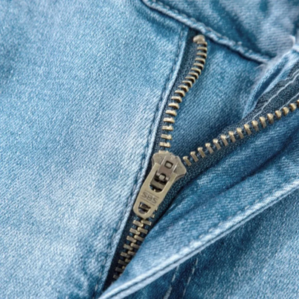 Light Blue High Rise Shift Slit Straight Leg Jeans - Picture 12 of 14
